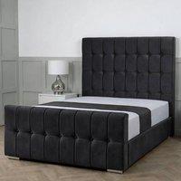 Living Comfort Bedz Belmont Upholstered Gas Lift Storage Bed with 48 Inch Headboard in Charcoal | Size: Double