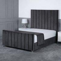 Living Comfort Bedz Empress Upholstered Gas Lift Storage Bed with 48 Inch Headboard in Charcoal | Size: Double