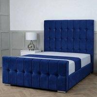 Living Comfort Bedz Belmont Upholstered Gas Lift Storage Bed with 48 Inch Headboard in Blue | Size: Small Double