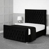 Living Comfort Bedz Ember Upholstered Gas Lift Storage Bed with 48 Inch Headboard in Black | Size: Single
