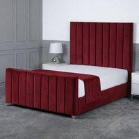 Living Comfort Bedz Empress Upholstered Gas Lift Storage Bed with 48 Inch Headboard in Maroon | Size: Double
