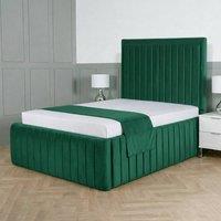 Living Comfort Bedz Saint Germain Plush Upholstered Bed Slatted Base - 48Inch Headboard in Green | Size: Super King