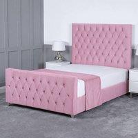 Living Comfort Bedz Vertex Upholstered Gas Lift Storage Bed with 48 Inch Headboard in Pink | Size: Small Double