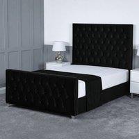 Living Comfort Bedz Vertex Upholstered Gas Lift Storage Bed with 48 Inch Headboard in Black | Size: Small Double
