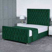Living Comfort Bedz Vertex Upholstered Gas Lift Storage Bed with 48 Inch Headboard in Green | Size: Small Double