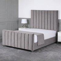 Living Comfort Bedz Empress Upholstered Gas Lift Storage Bed with 48 Inch Headboard in Grey | Size: Small Double