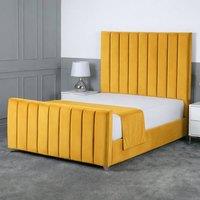Living Comfort Bedz Empress Upholstered Gas Lift Storage Bed with 48 Inch Headboard in Mustard | Size: Small Double