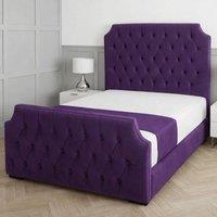 Living Comfort Bedz Westminster Upholstered Gas Lift Storage Bed with 48 Inch Headboard in Purple | Size: Small Double