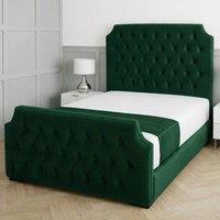 Living Comfort Bedz Westminster Upholstered Gas Lift Storage Bed with 48 Inch Headboard in Green | Size: Small Double
