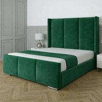 Living Comfort Bedz Westbury Upholstered Gas Lift Storage Bed with 48 Inch Headboard in Green | Size: King