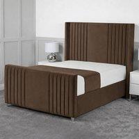 Living Comfort Bedz Emilia Upholstered Gas Lift Storage Bed with 48 Inch Headboard in Brown | Size: King