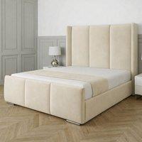 Living Comfort Bedz Westbury Upholstered Gas Lift Storage Bed with 48 Inch Headboard in Cream | Size: Single