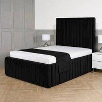Living Comfort Bedz Saint Germain Plush Upholstered Bed Slatted Base - 48Inch Headboard in Black | Size: Super King