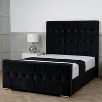 Living Comfort Bedz Belmont Upholstered Gas Lift Storage Bed with 48 Inch Headboard in Black | Size: Double