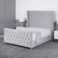 Living Comfort Bedz Seraphina Upholstered Gas Lift Storage Bed with 48 Inch Headboard in Silver | Size: Single