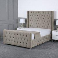 Living Comfort Bedz Executive Luxe Upholstered Gas Lift Storage Bed with 48 Inch Headboard in Light Grey | Size: King