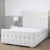 Living Comfort Bedz Belmont Upholstered Gas Lift Storage Bed with 48 Inch Headboard in White | Size: Small Double