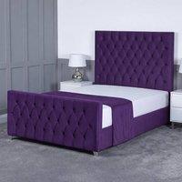 Living Comfort Bedz Vertex Upholstered Gas Lift Storage Bed with 48 Inch Headboard in Purple | Size: Double