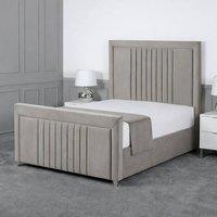Living Comfort Bedz Celeste Upholstered Gas Lift Storage Bed with 48 Inch Headboard in Light Grey | Size: Double