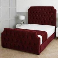 Living Comfort Bedz Westminster Upholstered Gas Lift Storage Bed with 48 Inch Headboard in Maroon | Size: Small Double