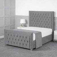 Living Comfort Bedz Ember Upholstered Gas Lift Storage Bed with 48 Inch Headboard in Grey | Size: Single