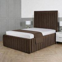 Living Comfort Bedz Saint Germain Plush Upholstered Bed Slatted Base - 48Inch Headboard in Brown | Size: Super King