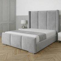 Living Comfort Bedz Westbury Upholstered Gas Lift Storage Bed with 48 Inch Headboard in Silver | Size: Single