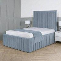 Living Comfort Bedz Saint Germain Plush Upholstered Bed Slatted Base - 48Inch Headboard in Light Blue | Size: Super King