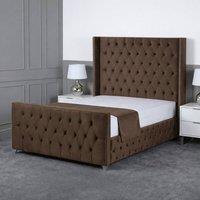 Living Comfort Bedz Executive Luxe Upholstered Gas Lift Storage Bed with 48 Inch Headboard in Brown | Size: King