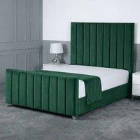 Living Comfort Bedz Empress Upholstered Gas Lift Storage Bed with 48 Inch Headboard in Green | Size: Double