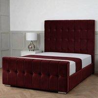 Living Comfort Bedz Belmont Upholstered Gas Lift Storage Bed with 48 Inch Headboard in Maroon | Size: Small Double