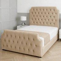 Living Comfort Bedz Westminster Upholstered Gas Lift Storage Bed with 48 Inch Headboard in Beige | Size: King