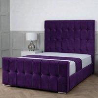 Living Comfort Bedz Belmont Upholstered Gas Lift Storage Bed with 48 Inch Headboard in Purple | Size: Double