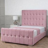 Living Comfort Bedz Belmont Upholstered Gas Lift Storage Bed with 48 Inch Headboard in Pink | Size: Double
