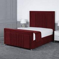 Living Comfort Bedz Celeste Upholstered Gas Lift Storage Bed with 48 Inch Headboard in Maroon | Size: Small Double