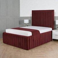 Living Comfort Bedz Saint Germain Plush Upholstered Bed Slatted Base - 48Inch Headboard in Maroon | Size: King