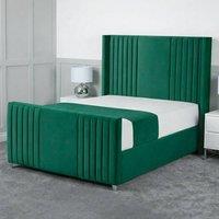 Living Comfort Bedz Emilia Upholstered Gas Lift Storage Bed with 48 Inch Headboard in Green | Size: King