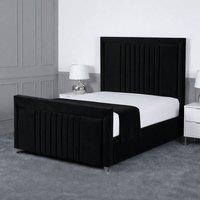 Living Comfort Bedz Celeste Plush Velvet Upholstered Bed Slatted Base - 48Inch Headboard in Black | Size: Small Double