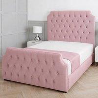Living Comfort Bedz Westminster Upholstered Gas Lift Storage Bed with 48 Inch Headboard in Pink | Size: Double