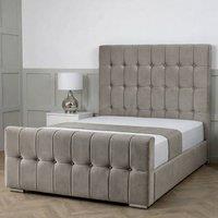 Living Comfort Bedz Belmont Upholstered Gas Lift Storage Bed with 48 Inch Headboard in Light Grey | Size: Super King