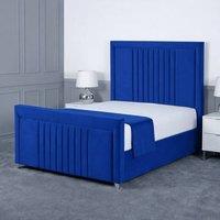 Living Comfort Bedz Celeste Upholstered Gas Lift Storage Bed with 48 Inch Headboard in Blue | Size: Super King