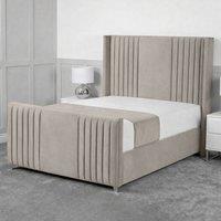 Living Comfort Bedz Emilia Upholstered Gas Lift Storage Bed with 48 Inch Headboard in Light Grey | Size: King