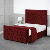 Living Comfort Bedz Ember Upholstered Gas Lift Storage Bed with 48 Inch Headboard in Maroon | Size: Super King