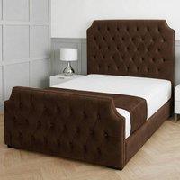 Living Comfort Bedz Westminster Upholstered Gas Lift Storage Bed with 48 Inch Headboard in Brown | Size: Single