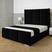 Living Comfort Bedz Westbury Upholstered Gas Lift Storage Bed with 48 Inch Headboard in Black | Size: Super King