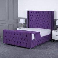 Living Comfort Bedz Executive Luxe Upholstered Gas Lift Storage Bed with 48 Inch Headboard in Purple | Size: Double