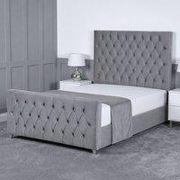 Living Comfort Bedz Vertex Upholstered Gas Lift Storage Bed with 48 Inch Headboard in Grey | Size: Small Double