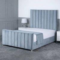 Living Comfort Bedz Empress Upholstered Gas Lift Storage Bed with 48 Inch Headboard in Light Blue | Size: Small Double