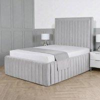 Living Comfort Bedz Saint Germain Plush Upholstered Bed Slatted Base - 48Inch Headboard in Silver | Size: Double