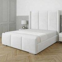 Living Comfort Bedz Westbury Upholstered Gas Lift Storage Bed with 48 Inch Headboard in White | Size: Super King